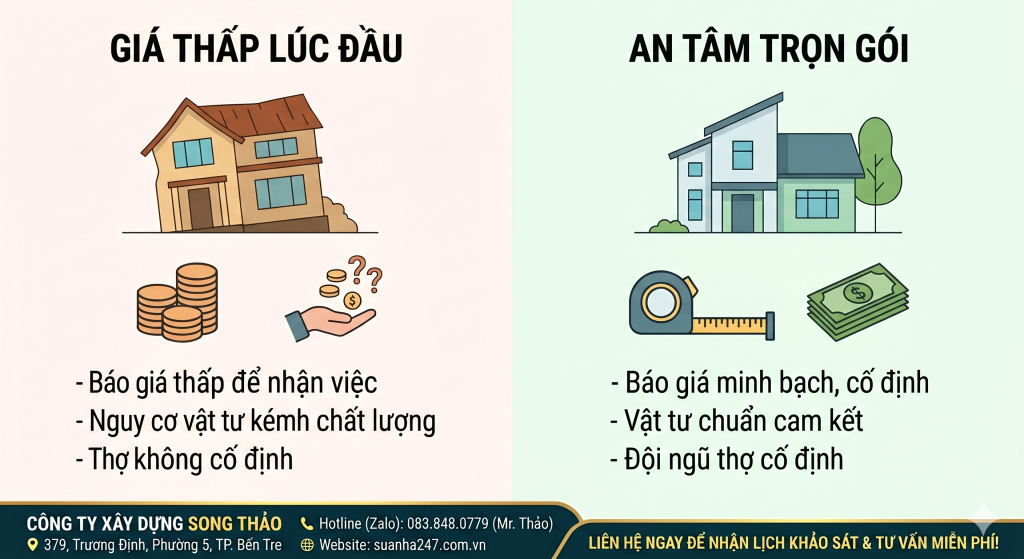 Sửa nhà trọn gói tránh bẫy phát sinh chi phí thầu ngoài